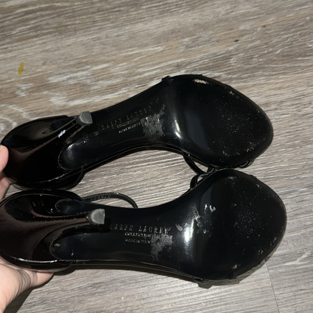 Ralph Lauren Purple Label Black Strappy Heels -Size 8.5 - Picture 4 of 7